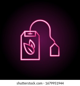 Tea bag neon icon. Simple thin line, outline vector of tea icons for ui and ux, website or mobile application