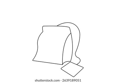 Tea bag one line art in minimalist outline vector illustration