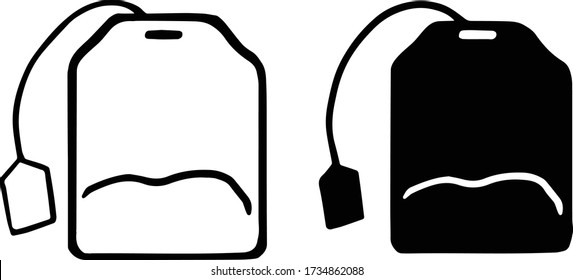 Tea Bag Outline Drawing - Vector Illustration