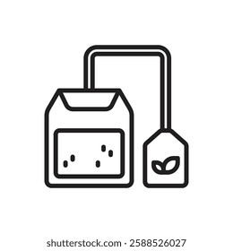 Tea Bag Outline Icon Vector Illustration