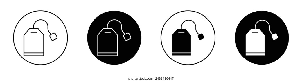 Tea bag outlined icon vector collection.
