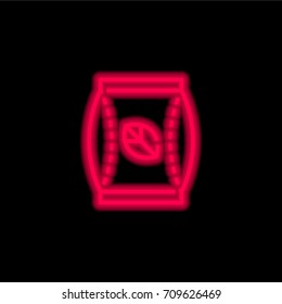 Tea bag red glowing neon ui ux icon. Glowing sign logo vector