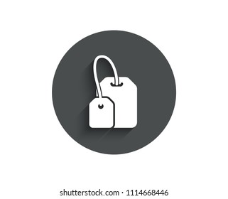 Tea bag simple icon. Brew hot drink sign. Breakfast beverage symbol. Circle flat button with shadow. Vector