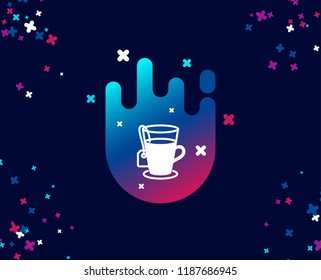 Tea with bag simple icon. Hot drink sign. Fresh beverage symbol. Cool banner with icon. Abstract shape with gradient. Vector