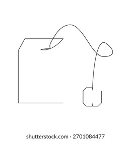 Bolsa de té en una sola línea, ilustración