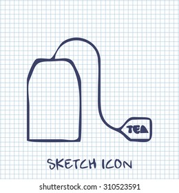 tea bag sketch icon. Food symbol 