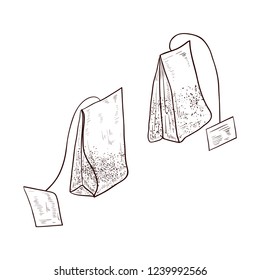 Tea. Bag. Sketch. Set.