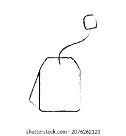 A tea bag. A small paper or plastic bag, inside which there is a portion of tea necessary for brewing one cup. Vector illustration isolated on a white background for design and web.