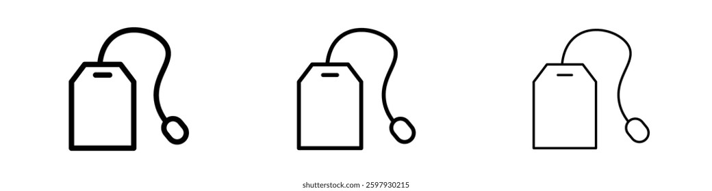Tea bag thin line vector icon set.