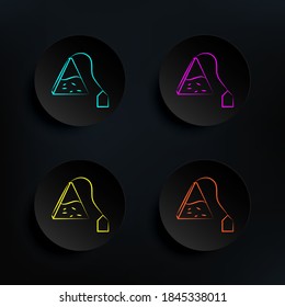 Icono de juego de colores de la placa de la placa del té triángulo oscuro. Línea delgada simple, contorno vector de iconos de té para ui y ux, sitio web o aplicación móvil