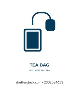 tea bag vector icon. tea bag, bag, tea filled icons from flat wellness and spa concept. Isolated black glyph icon, vector illustration symbol element for web design and mobile apps