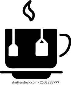 Vector de la bolsita de té, icono de la bebida caliente. 