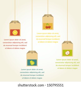 tea bags with fruit flavor , vector infographics