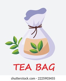 Tea Bags Illustration With Labels. Square, Rectangle, Pyramid Shapes. Vector Mock Up Illustration For Your Design.
