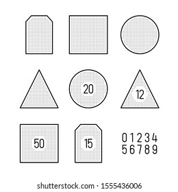 Tea bags shape templates for packaging design. Number of bags in a pack. Adjustable stroke width. 