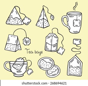 Tea, Tea Bags, Vector Illustration Tea, Tea Vector Icons, Hot Drinks, Tea Cup, Tea Bag