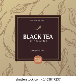 Tea banner with leaves on the background