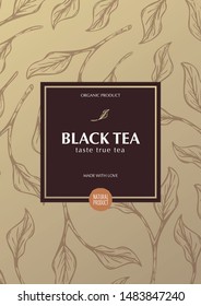 Tea banner with leaves on the background