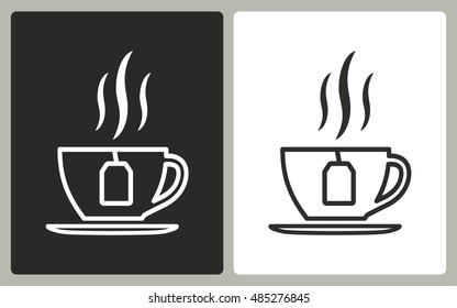 Tea - black and white icons. Vector illustration.