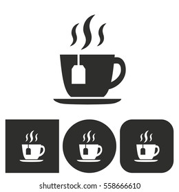 Tea - black and white icons. Vector illustration.