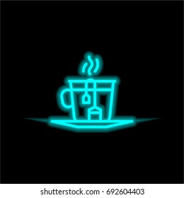 Tea blue glowing neon ui ux icon. Glowing sign logo vector