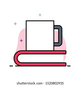 tea book colour line vector icon