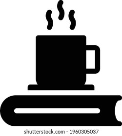 icono plano de glifo vector del libro de té