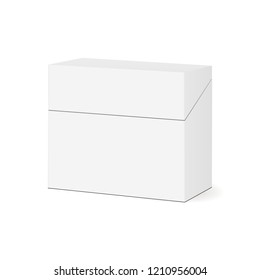Tea box mockup isolated on white background - half side view. Vector illustration