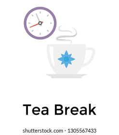 Tea break flat icon design, lunch time 