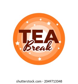 Tea Break Office Employee Meal Break Icon Label Design Vector
