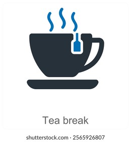 Tea Break and pause icon concept