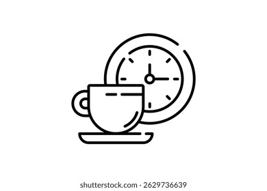 Tea break thin line icon, editable stroke, pixel perfect, compatible for mobile and web, outline icon, isolated on a white background