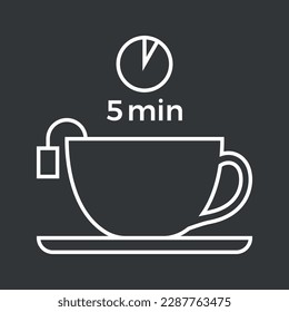 Tea brew instruction icons. Set of outlined tea icons. Eps 10. Tea making instruction, guidelines. How to make tea. Package design element. Design element template. Line drawing. Vector illustration.
