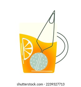 té se prepara en una taza, limón, mermelada, de estilo plano