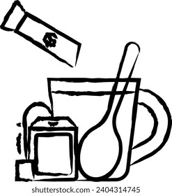 tea brewing hand drawn vector illustration