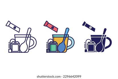 tea brewing line and solid illustration icon