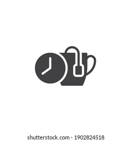 Tea brewing time vector icon. filled flat sign for mobile concept and web design. Tea brew instruction glyph icon. Symbol, logo illustration. Vector graphics