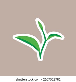 Tea bud icon cartoon style vector cute sticker.