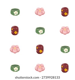 Tea Caddy Natsume and Wagashi Pattern