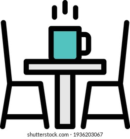 tea cafe vector line colour icon