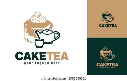 Tea cake logo design. vector