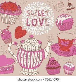tea and cake pattern design