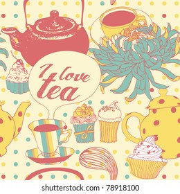 tea and cake pattern design