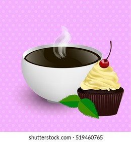 Tea and cake vector