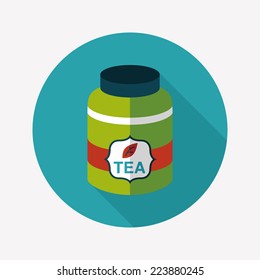 tea canister flat icon with long shadow,eps10