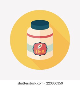 tea canister flat icon with long shadow,eps10
