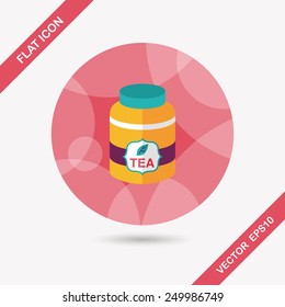 tea canister flat icon with long shadow,eps10