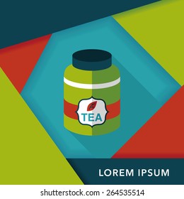 tea canister flat icon with long shadow,eps10
