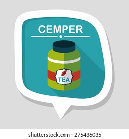 tea canister flat icon with long shadow,eps10