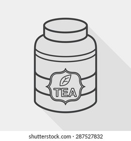 tea canister flat icon with long shadow, line icon